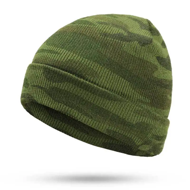 Новые зимние шапки, камуфляжная шапочка, мужская вязаная шапка бини для мужчин, зеленый бонет - Цвет: Зеленый