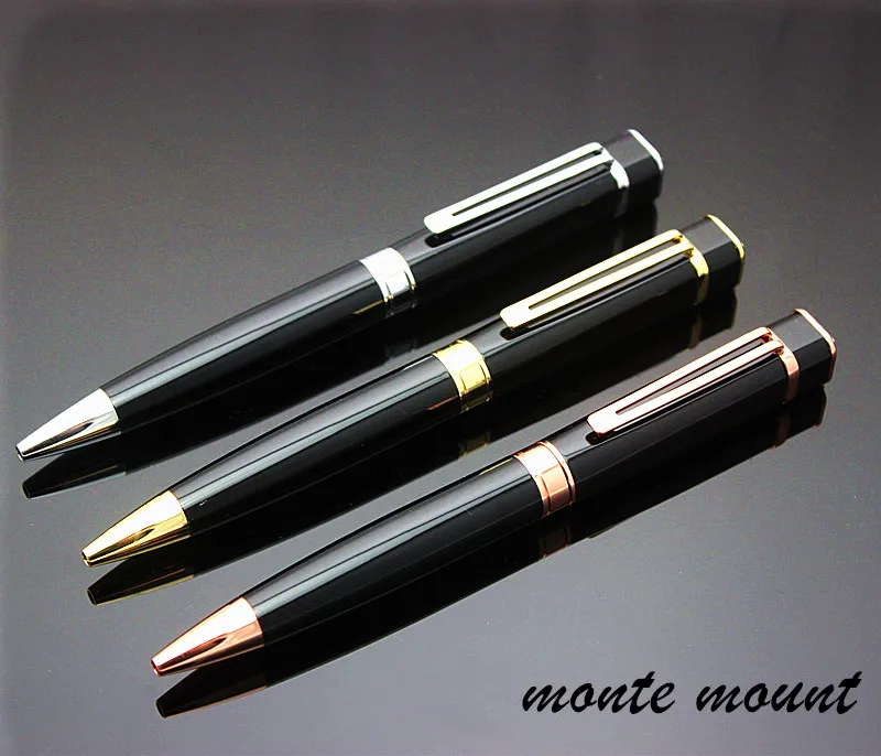 

luxury Writing Pen black Steel Rod Rotating Metal Ballpoint Pen Commercial Ballpoint Pen Gift Stationery Free Shipping