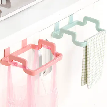 

Portable PP Plastic Garbage Hanging Bag Kitchen Trash Storage Rack Bag Hook Scouring Pad Dry Shelf Holder Kitchen Organzier