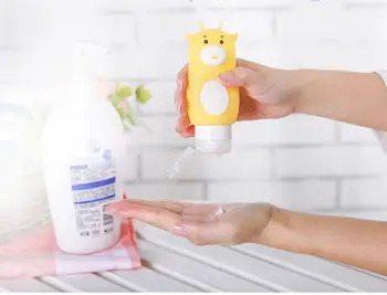 

50ml Cute Cartoon Portable Bottles Silicone Travel Packing Press Makeup Bottles Lotion Shampoo Bath Container