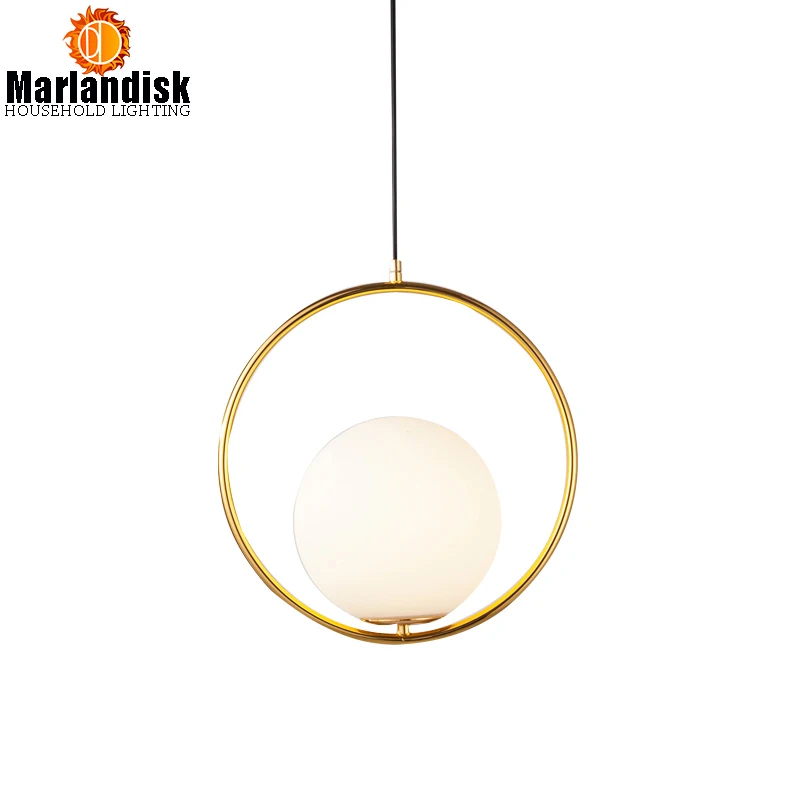 Modern Style Gold Metal Round Globe Pendant Lights Bar Restaurant