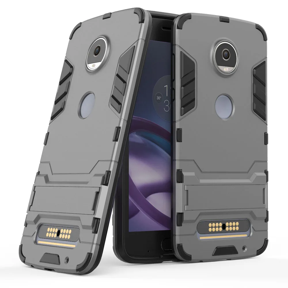 Ударопрочный бронированный чехол для Motorola Moto Z2 Play 2 в 1 с подставкой жесткий