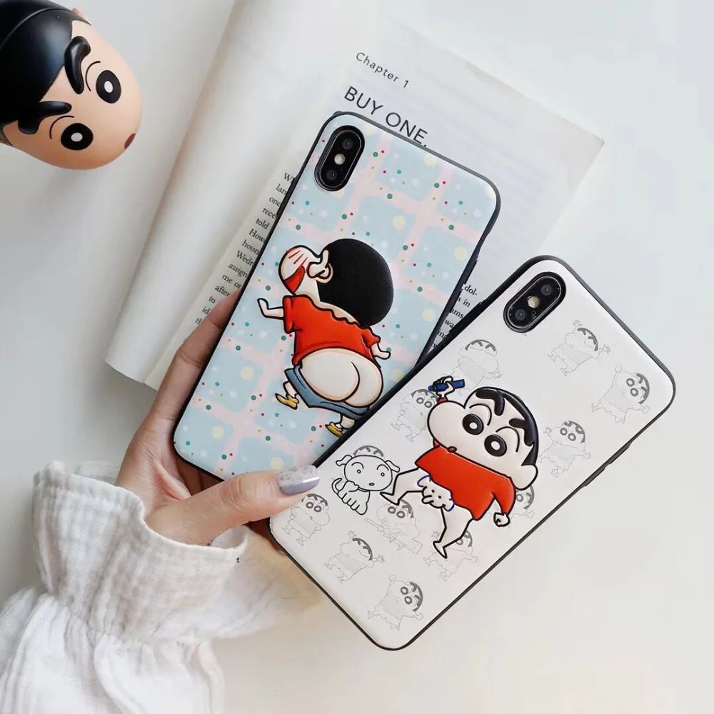 

maosenguoji 3D leather funny cartoon boy Crayon Shinchan fashion Mobile Phone Case for iphone 6 6s 6plus 7 8 plus X XR XS MAX