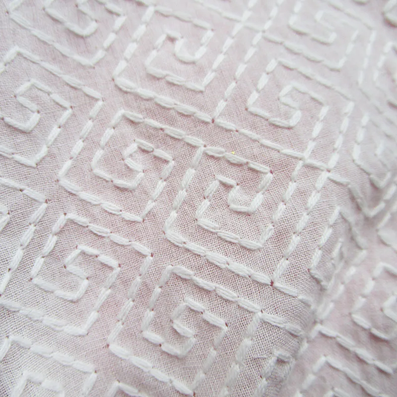 

Vintage Classic French grid Embroidered Cotton Fabric Comfortable Skirt Shirt White 100%Cotton Fabric Sewing Home living cloth