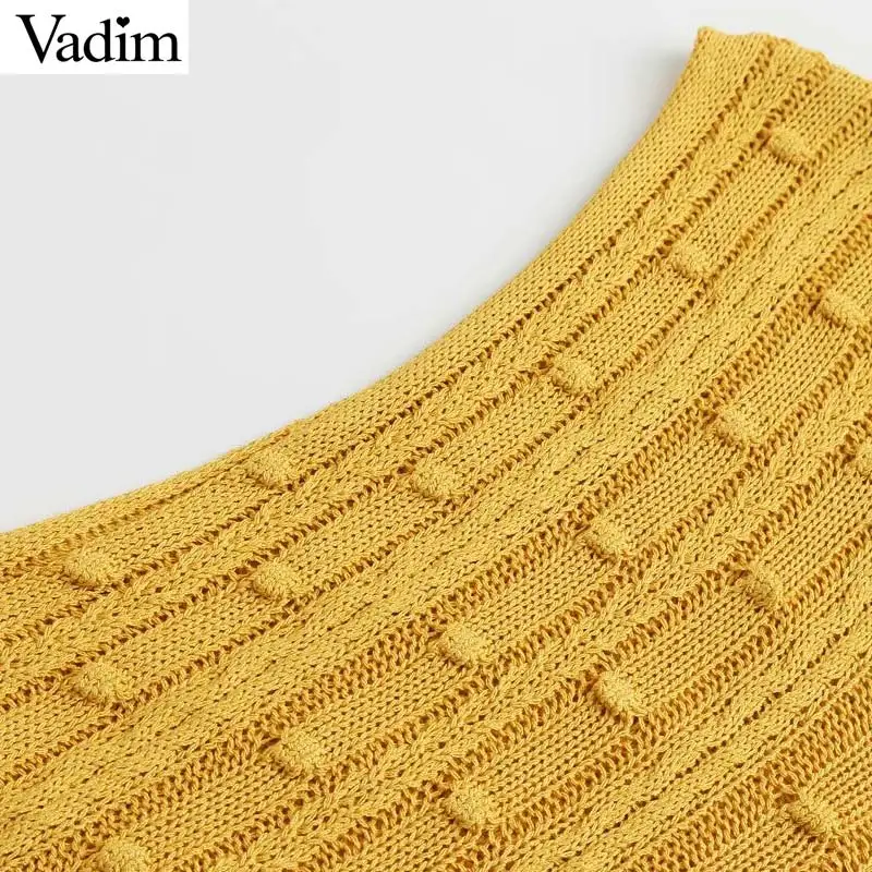Vadim женские трикотажные эластичные желтые топы без рукавов с круглым вырезом