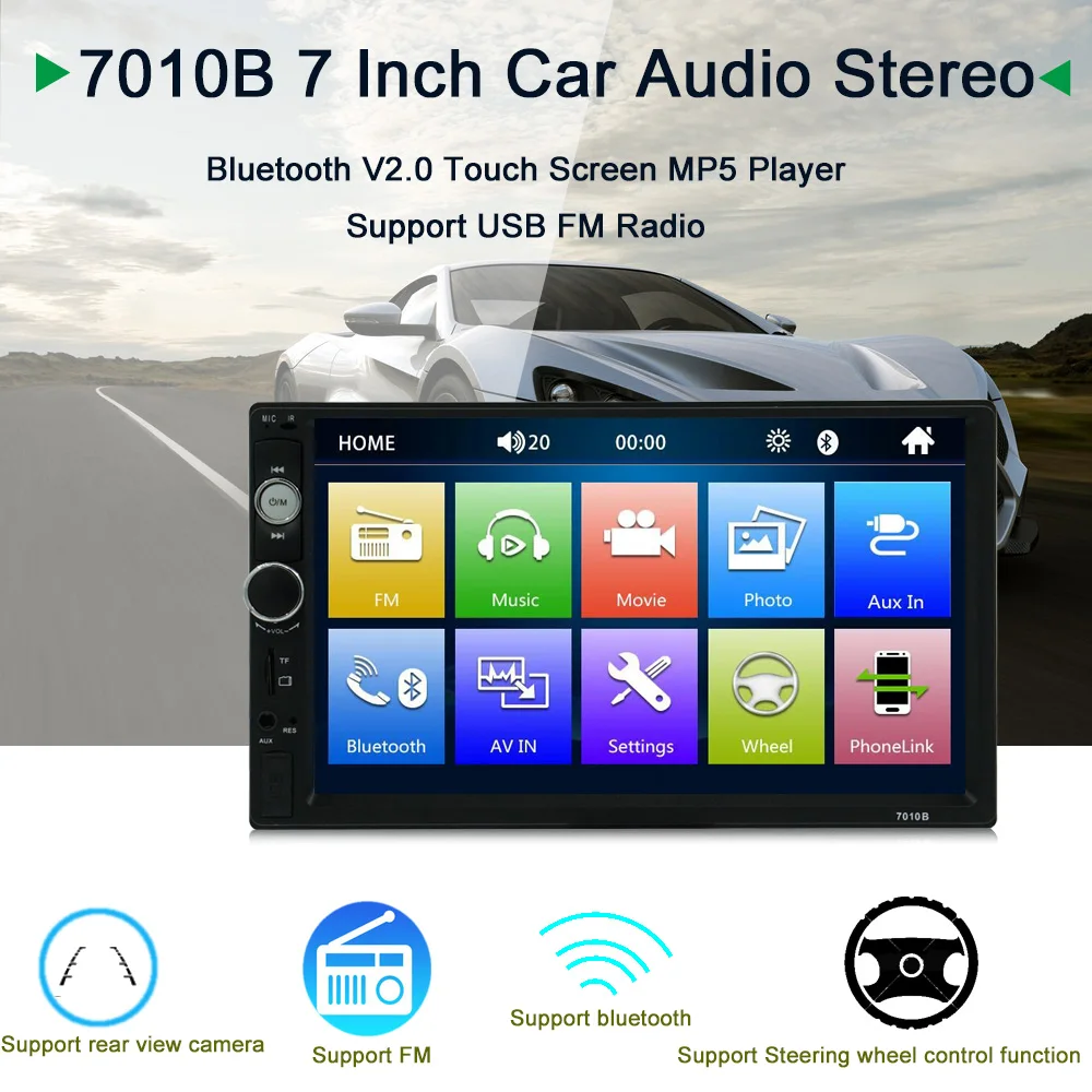 STAPON 7-дюймовый автомобильный MP5 плеер с Bluetooth Зеркало Ссылка iOS Android-двухсторонний контроль teering колесо контроля заднего вида FM 7010BCP