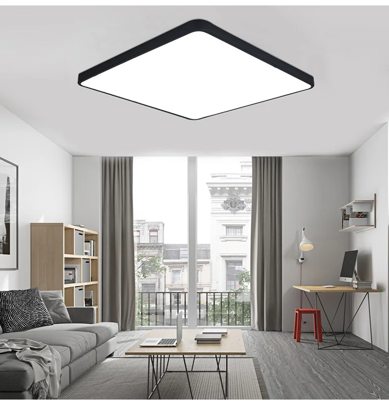 DX Modern Led Ceiling Lights Luminaire For Living Room Hall Minimalist Style Dimmable Lamp Ultra-Thin Square Warm White Lustre