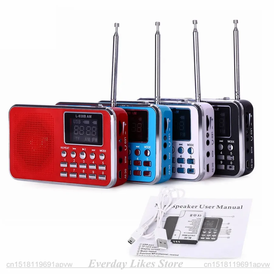 With TF Card USB Disk Input L 938B Portable AM FM Radio Speaker Music MP3 Player