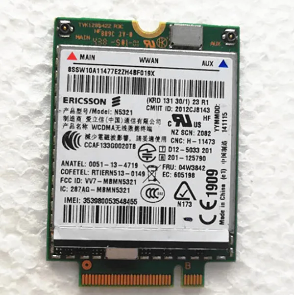 Разблокированная карта беспроводных модулей Ericsson N5321GW WWAN 3G для Thinkpad IBM T431s T440 T440p