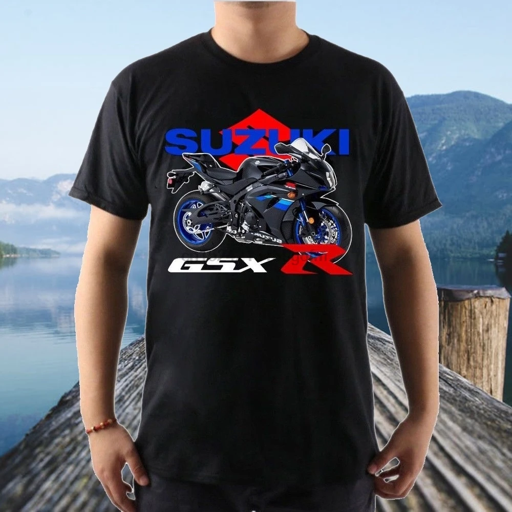 Черные мужские футболки с коротким рукавом и круглым вырезом Suzuki Gsxr Racing|Футболки|