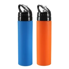 Verano 600 ml Deportes Gimnasio Acampar Hervidor de Viaje Botella de Agua de Consumición Plegable de Silicona Suave Bebidas Botella