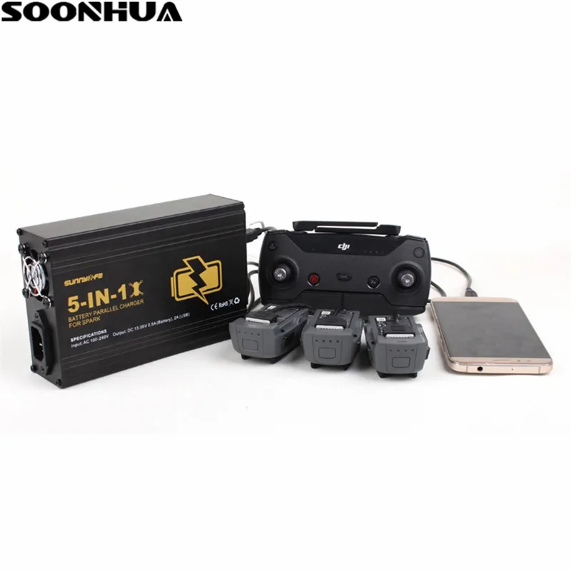 

5 In1 Battery Remote Control Phone Parallel Hub Effieient Charger Over Charge Protection For DJI Spark Drones
