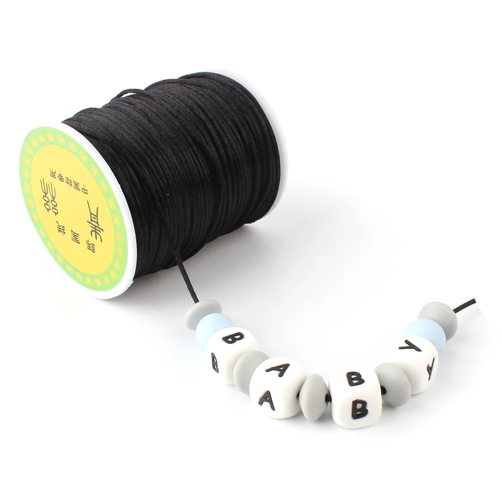 KEEP& GROW красочные 80 м 1,5 мм атласная шелковая веревка нейлоновый шнур для детских прорезывателей Аксессуары Для Прорезывания Зубов Ожерелье трещотка шнур DIY Инструменты