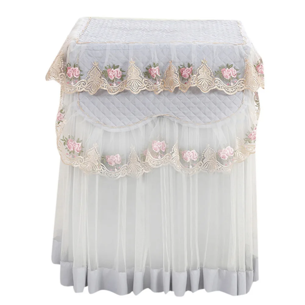 

Lace Ruffle Floral Washing Machine Dust Cover Protection Front Durable Soft Home #4