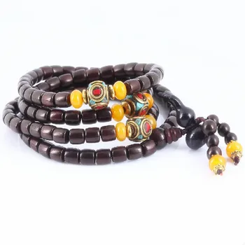 

Sennier 6mm 108 natural red sandalwood beads bracelet Tibetan buddha meditation prayer japa rosary necklace