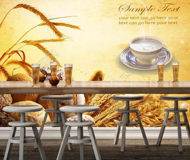 Panadería papel pintado, pan, 3D mural moderno para restaurante cafe
