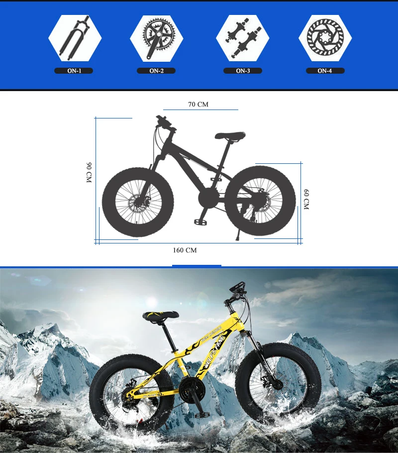 wolf's fang mountain bike 21 speed 2.0 inch bicycle Road bike Fat Bike Mechanical Disc Brake Women and children bicycles