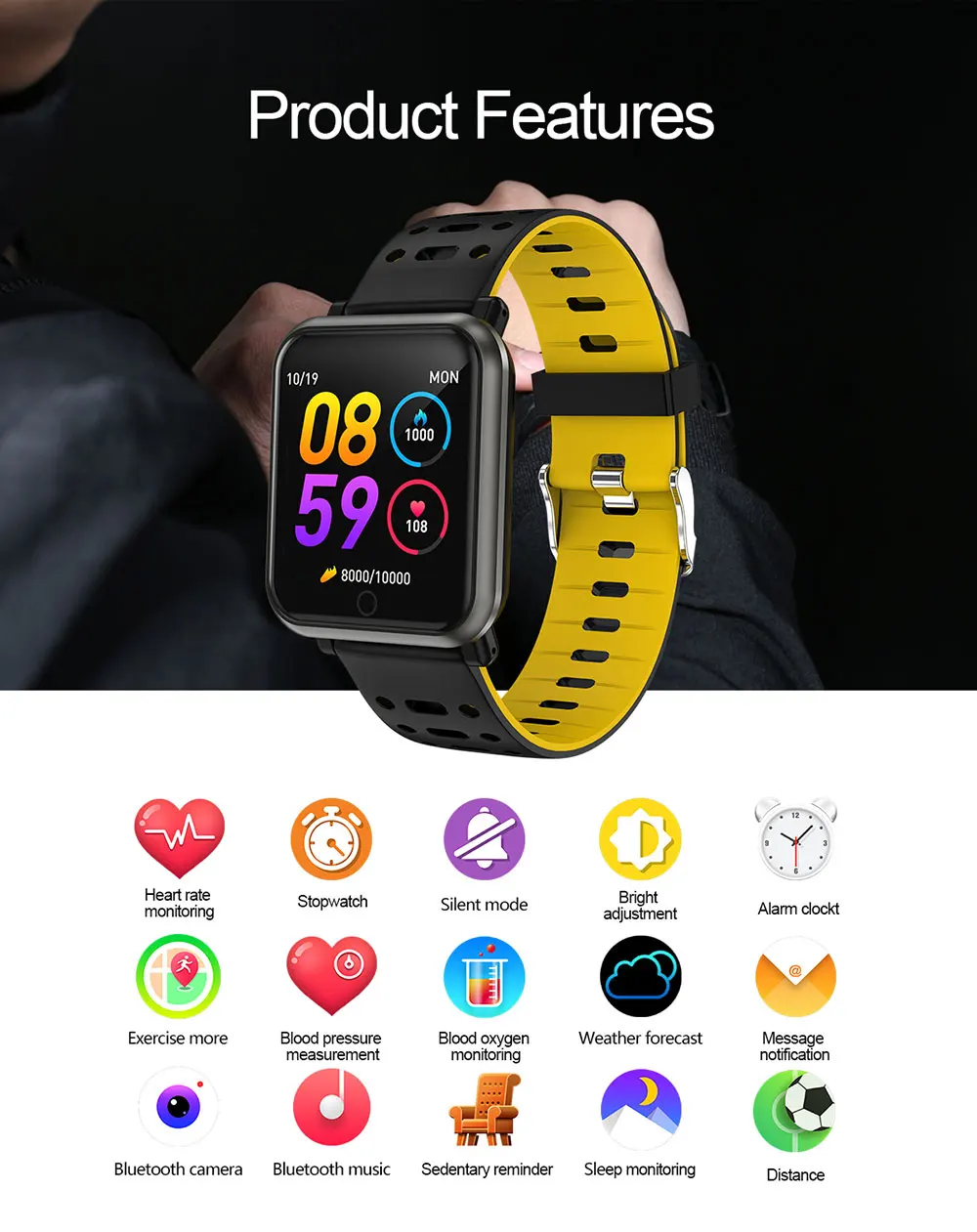 Умные часы для мужчин и женщин, кровяное давление, водонепроницаемые, управление музыкой, умные часы фитнес-трекер, часы, носимые устройства для Android IOS