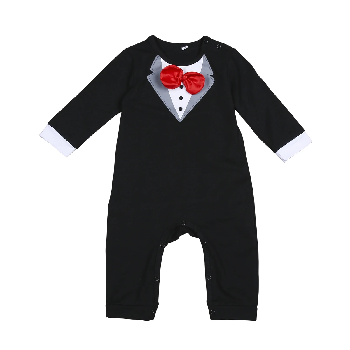 Gentleman Kids Baby Boy Romper Formal Long Sleeve Patchwork Romper