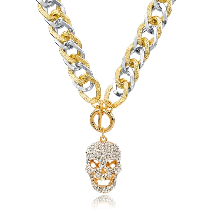 Длинное массивное ожерелье LongWay золотого цвета, винтажное ожерелье с подвеской в виде медведя из кристаллов, большое ожерелье s для женщин, ювелирные изделия на цепочке SNE150785 - Окраска металла: SNE150784GD