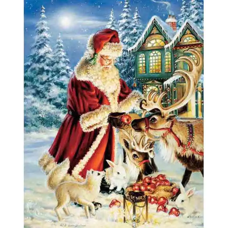 Full Square Diamond Painting christmas deer Embroidery Sale 5D DIY Mosaic Picture Of Rhinestones Y0562 | Дом и сад