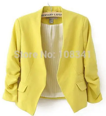 Solid Color Polyester Women Blazer Short Three Quarter Sleeve Women Suit Fashionable Outerwear Classic Women Blazer Solid Color Polyester Women Blazer Short Three Quarter Sleeve Women Suit Fashionable Outerwear Classic Women Blazer