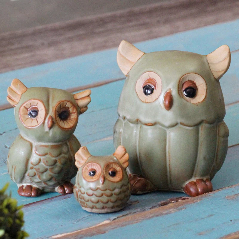 small ceramic owl figurines