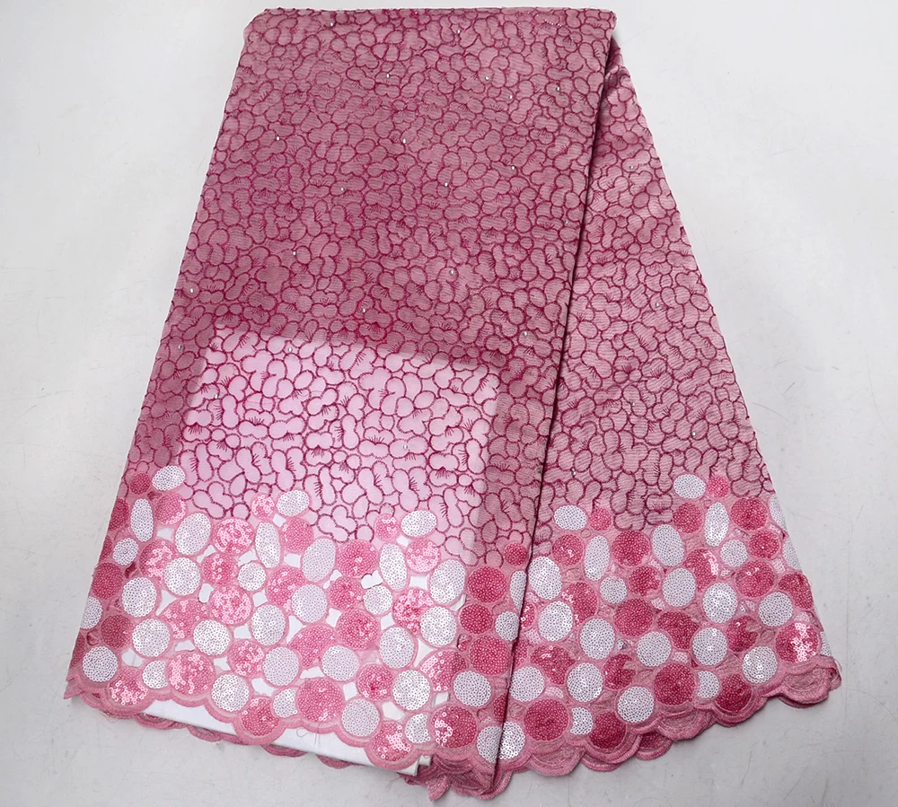 

Nigerian Lace Fabric 2019 pink High Quality Lace Sequin Fabric Embroidery African Organza Lace Fabric For Party Dress