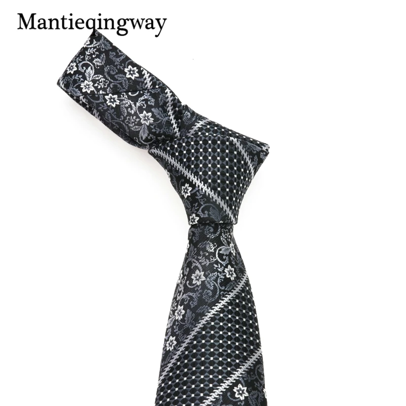 Mantieqingway черный Жаккардовый Цветочный Карманный квадратный запонки Kravat Набор для бизнеса 8,5 см широкие запонки набор для мужчин