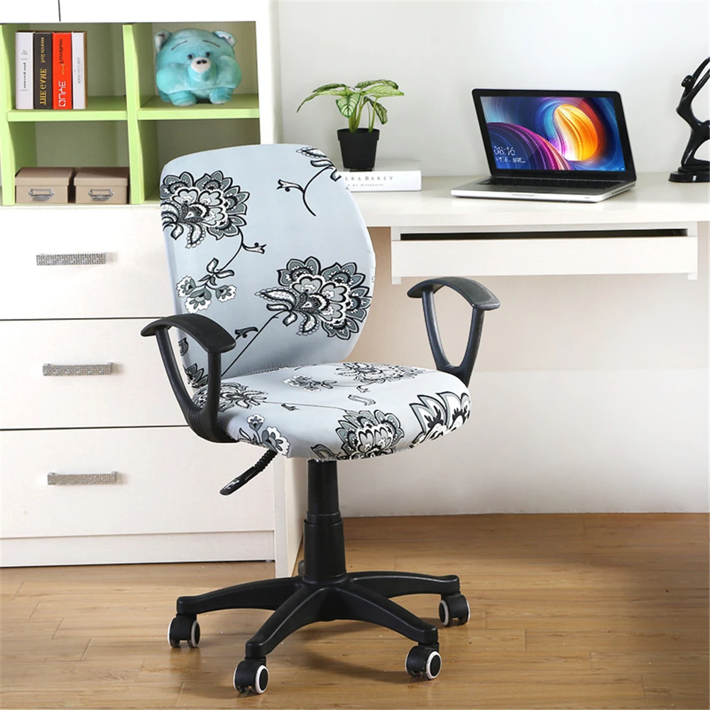 Цветочный принт вращающийся офисный чехол на компьютерное кресло съемный чехол для стула большой эластичный чехол современный стрейч Чехол для стула
