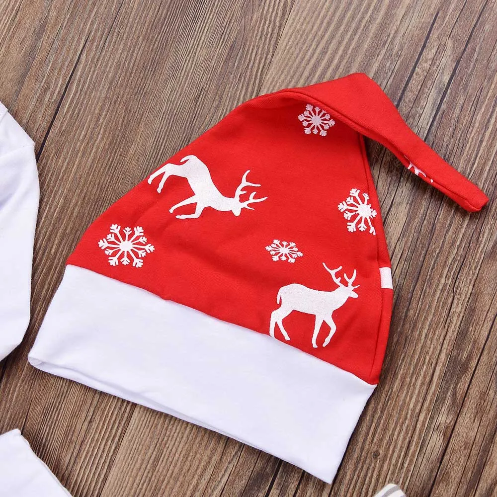 Рождественский От 1 до 2 лет одежды из 3 предметов для маленьких мальчиков Модный комбинезон с буквенным принтом+ штаны+ шапочка, одежда для мальчиков детская одежда для мальчиков