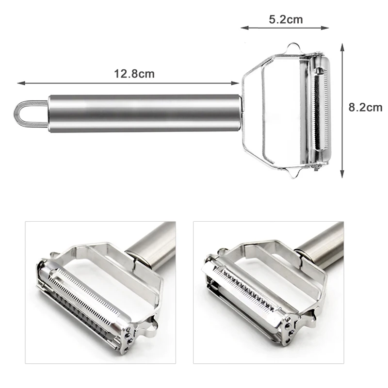 Dual Fruit Vegetable Peeler Julienne Peeler Sharp Stainless Steel Potato Carrot Peeler Metal Double Planing Grater Kitchen Tools (2)