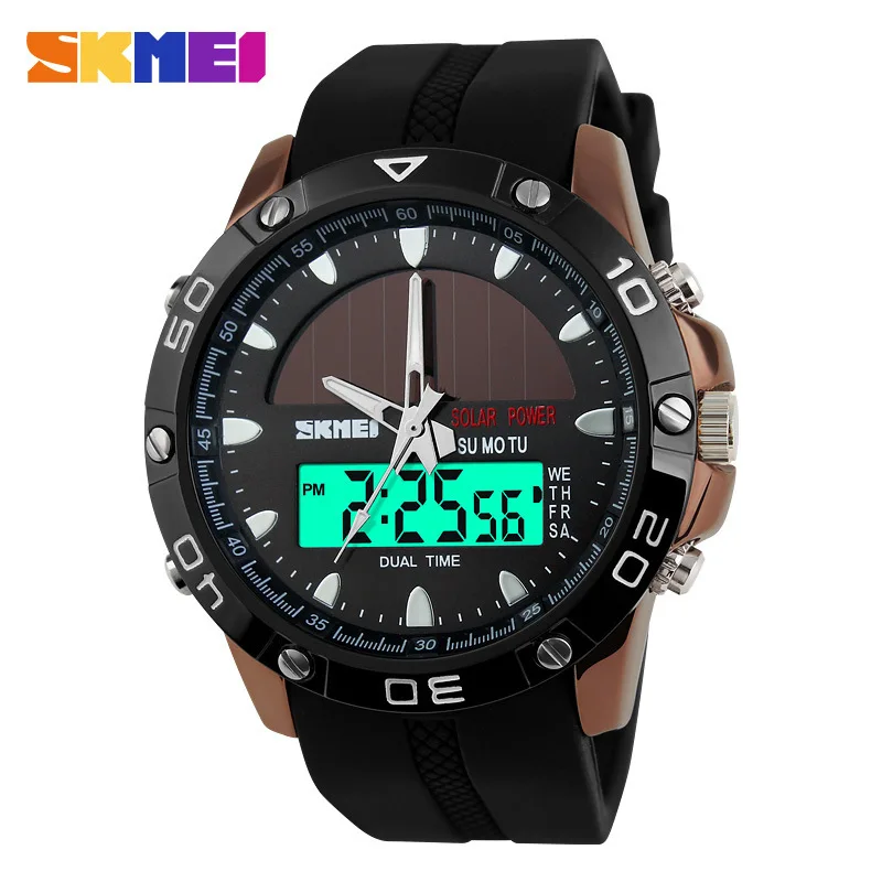 

New Solar Energy Watch Men's LED Digital Sports Watches Men Solar Power Dual Time Sports Digital Watch Men Military Watches