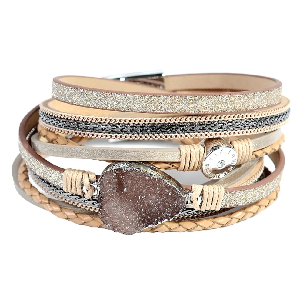 

Artilady magnetic leather bracelet bangle multi color boho wrap bracelet jewelry gift for women men drop shipping