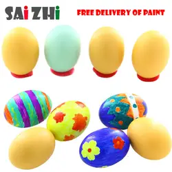 Saizhi твердой древесины моделирование яйца игрушки для рисования детей граффити DIY Ручная роспись яйца развивающие игрушки Z3138