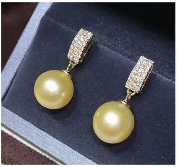 

free shipping charming gorgeous 9-10mm SouthSea pearl earring 18k solid gold