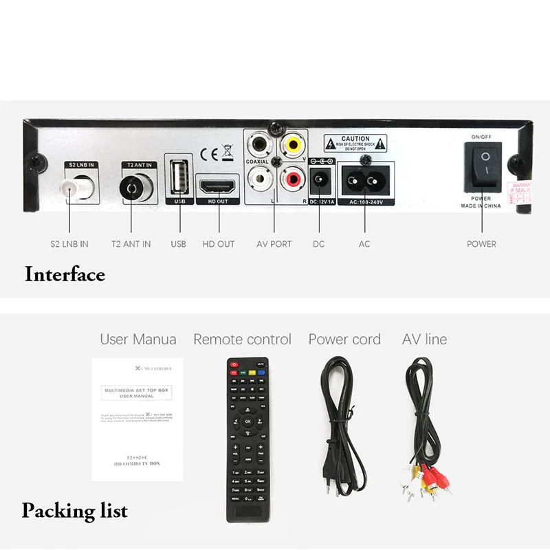 HD Digital DVBT2 DVBS2 DVBC Three In One TV Receiver Support AC3 CCCAM IPTV TV BOX H.264 MPEG-2/4 1080p Satellite Receiver