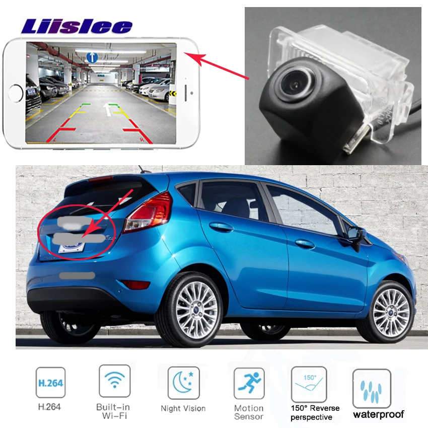 LiisLee wifi камера заднего вида для Ford Fiesta hatch Fiesta ST 2008~ резервная камера ночного видения номерной знак беспроводная камера