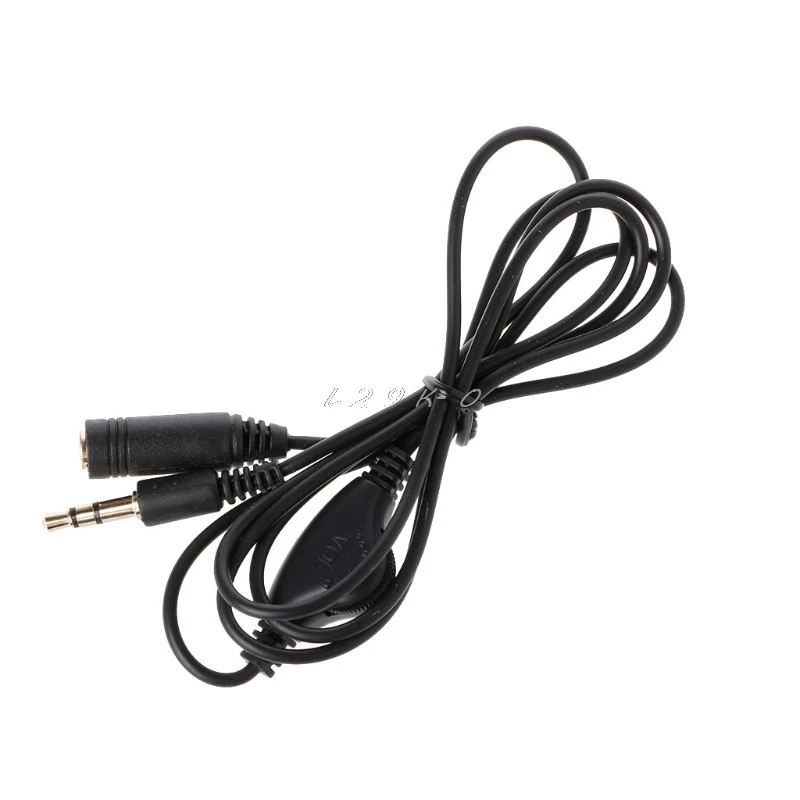 

3.5mm Male To Female 3-Pole Plug Jack Stereo Audio Aux Cable With Volume Control