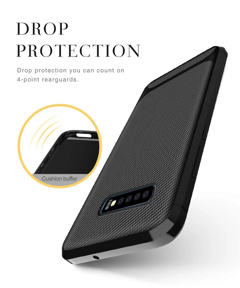 Slim Fit ТПУ чехол для телефона samsung Galaxy S10 Lite плюс M20 M10 Гибридный противоударный чехол углерода волокнистый слой резины Защитный чехол