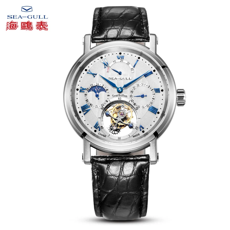 

With Original Certification Paper Seagull Tourbillon Watch Power Reserve Day Night Indicator Manual Wind Mechanical Men's Watch