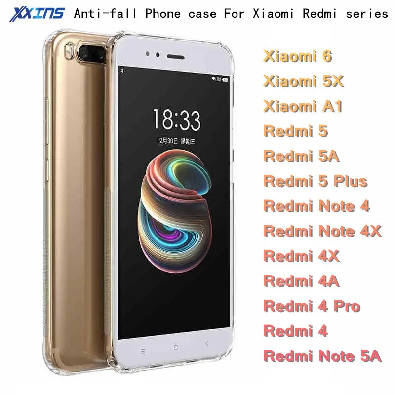 

Transparent Falling Phone Case for Xiaomi A1 6 5X Redmi Note 5 Pro 5A 4X 4Pro Soft Crystal on smart phone Redmi 5 Plus Note5A Y1