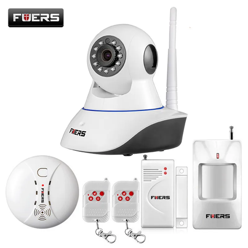 Fuers WiFi IP Camera Home Burglar Security Smoke Fire Detector Alarm System+IOS/Android App Remote Control Network Alarm System