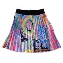 Новые женские летние винтажные плиссированные мини-юбки выше колена с цветочным принтом и высокой талией в стиле ретро