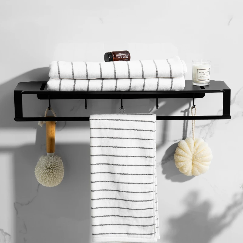 

304 Stainless Steel Shower Caddy Shelf Bathroom Wall Hanging Towel Rack Black Bathroom Hardware Set banyo aksesuarlari