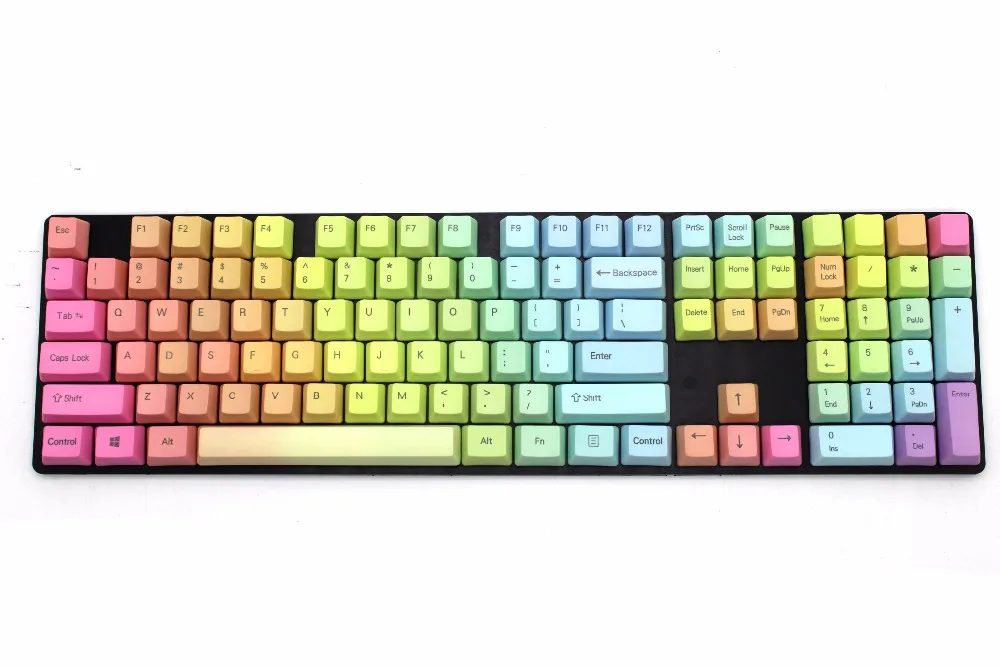bilder für Top printed Vordere Gedruckt Leere 108 87 61 OEM Profil regenbogen Thick PBT Gefärbt Tastenkappen Für Mx-schalter Mechanical Gaming tastatur bilder für Top printed Vordere Gedruckt Leere 108 87 61 OEM Profil regenbogen Thick PBT Gefärbt Tastenkappen Für Mx-schalter Mechanical Gaming tastatur