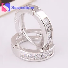 Новая мода посеребренные маленькие круглые квадратные Кристальные серьги-кольца Huggie подарки