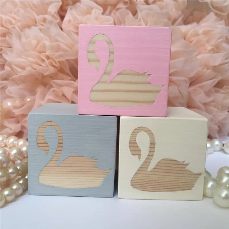 Nordic Style Rabbit Swan Heart Wooden Building Blocks Ornament For Kids Toys Baby Room Decoration Photo Props Handicraft Gifts|Статуэтки и