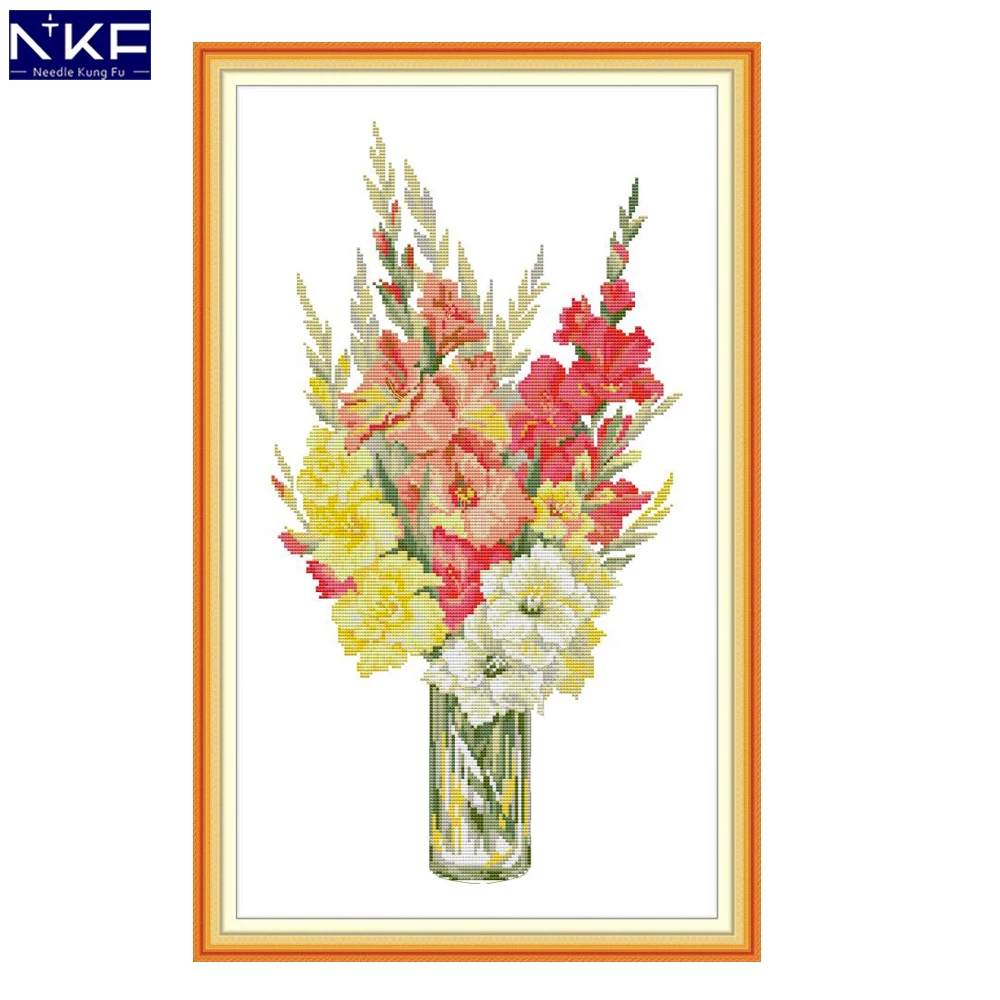 NKF Gladiolus наборы для вышивки крестиком наборы рукоделия Сделай Сам 11ct14ct chronese Счетный крест для домашнего декора