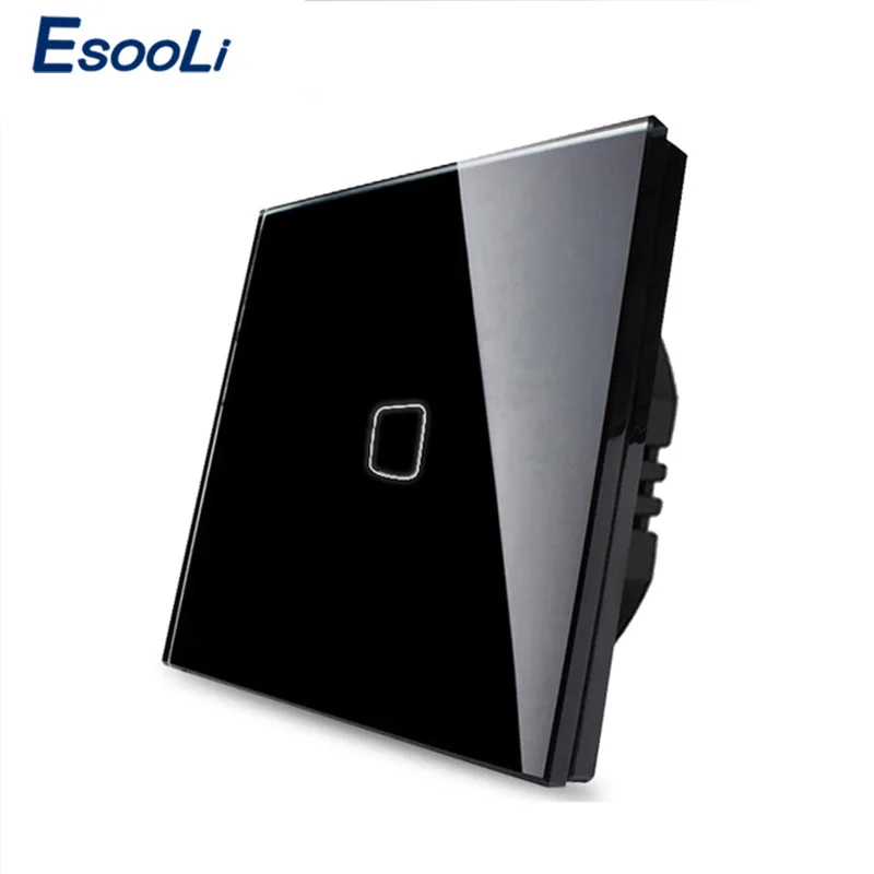 

EU Stanard Touch Switch Black Crystal Glass Panel 1 Gang 1 Way Touch Switch, EU Light Wall Touch Screen Switch,AC 170-250V